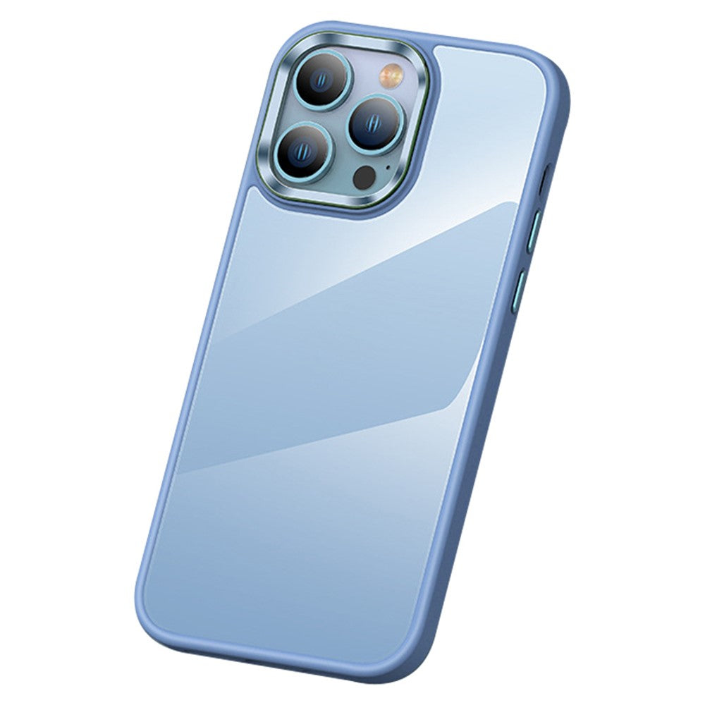 Crystal Clear PC+TPU Case for iPhone 15 Shockproof Slim Phone Cover with Metal Lens Frame