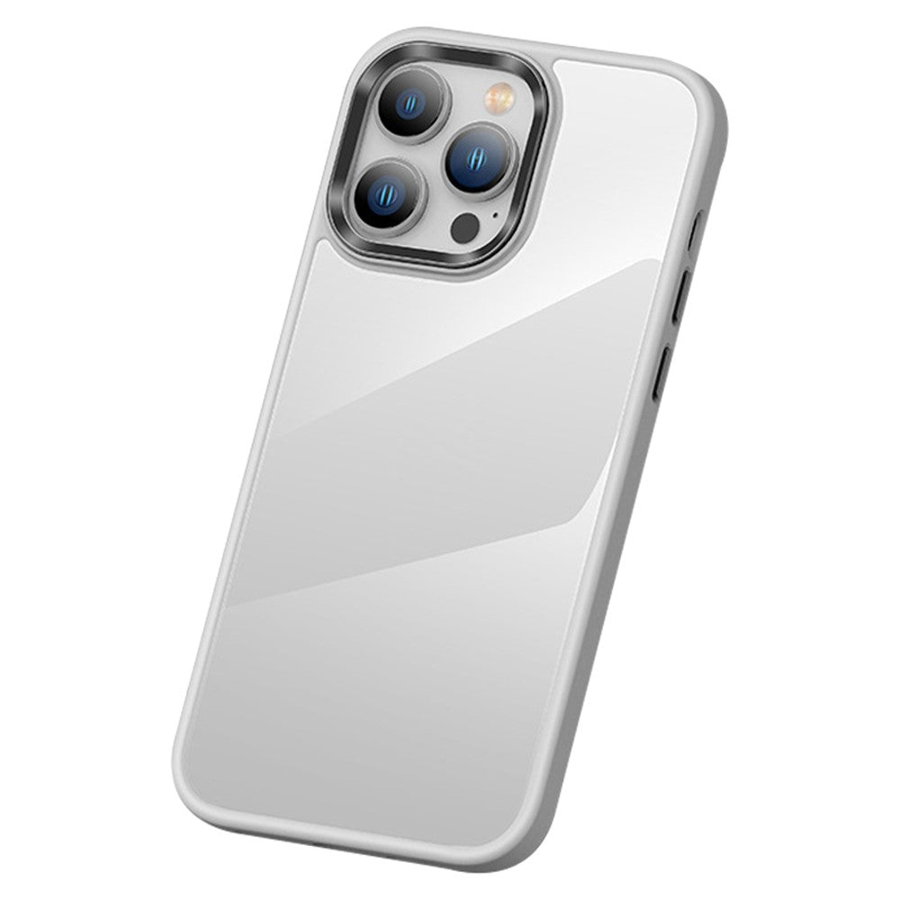 Crystal Clear PC+TPU Case for iPhone 15 Shockproof Slim Phone Cover with Metal Lens Frame