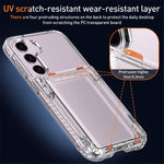 Samsung Galaxy S23 PC + TPU Mobilskal Stötsäkert Genomskinligt Mobilskal med Stativ Korthållare