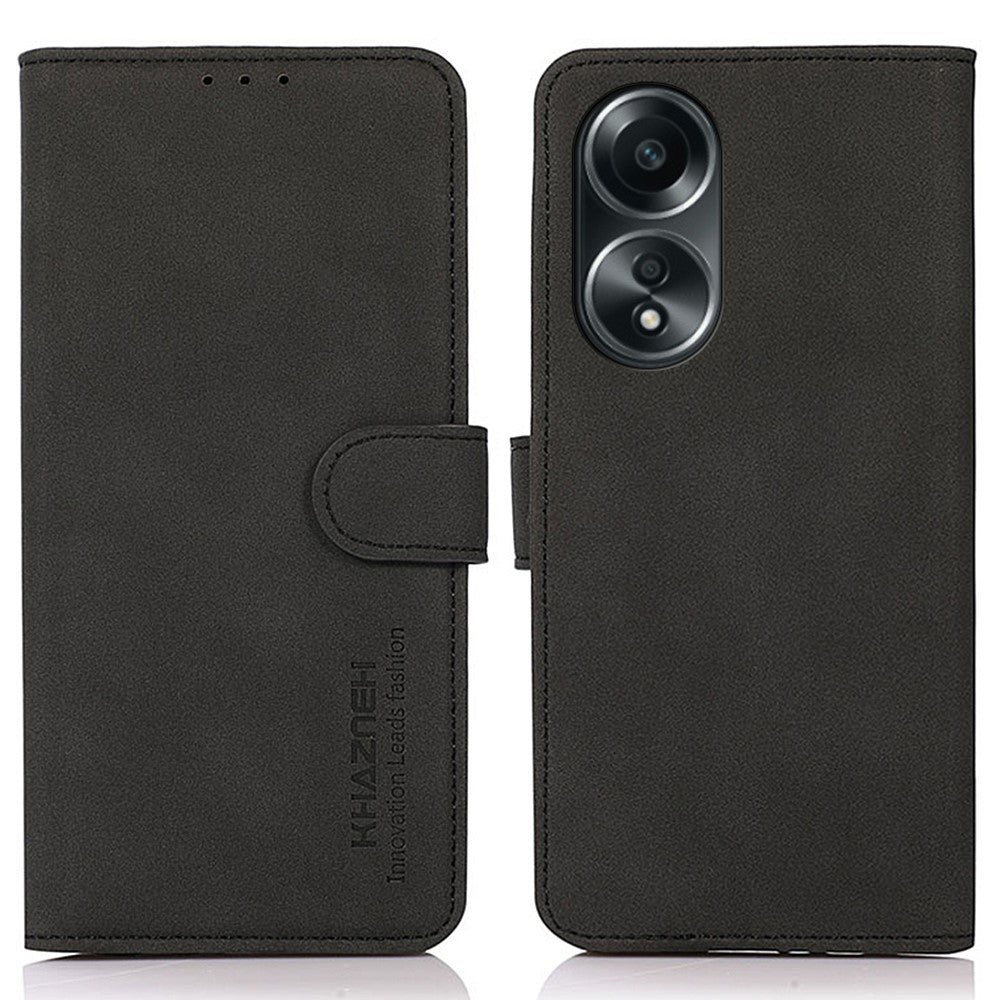 KHAZNEH För Oppo A58 5G Fin Textur Plånbok PU Läder Smartphonefodral Stativ mobilskydd