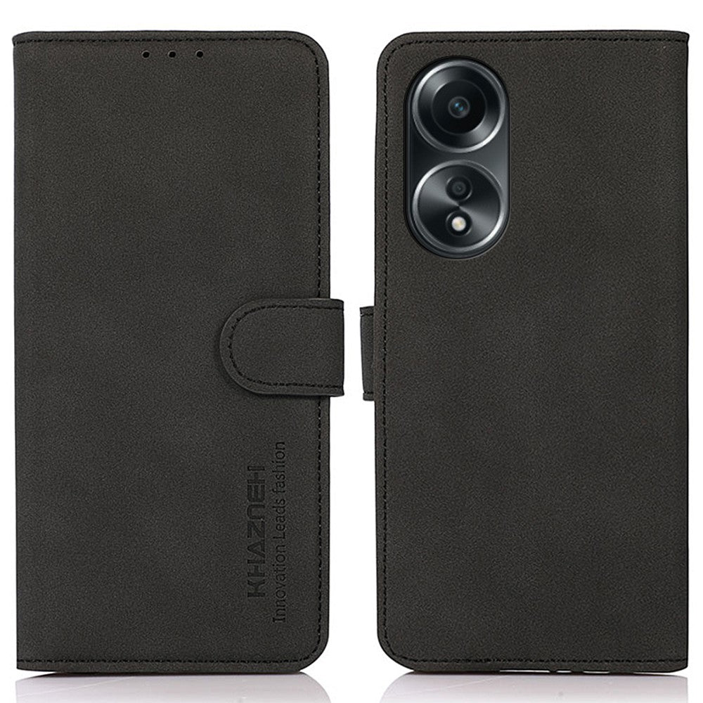 KHAZNEH For Oppo A78 4G Textured Wallet Stand Cover Magnetic Closure PU Leather Smartphone Case