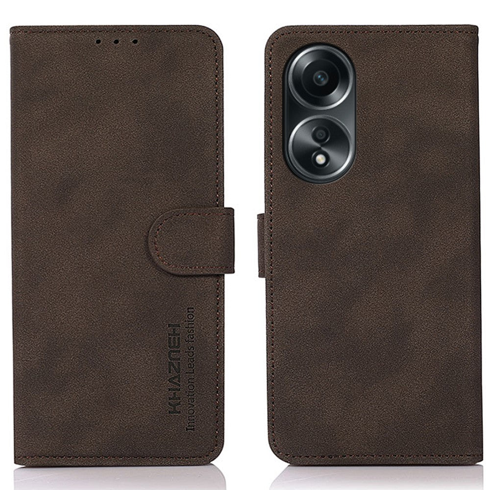 KHAZNEH For Oppo A78 4G Textured Wallet Stand Cover Magnetic Closure PU Leather Smartphone Case
