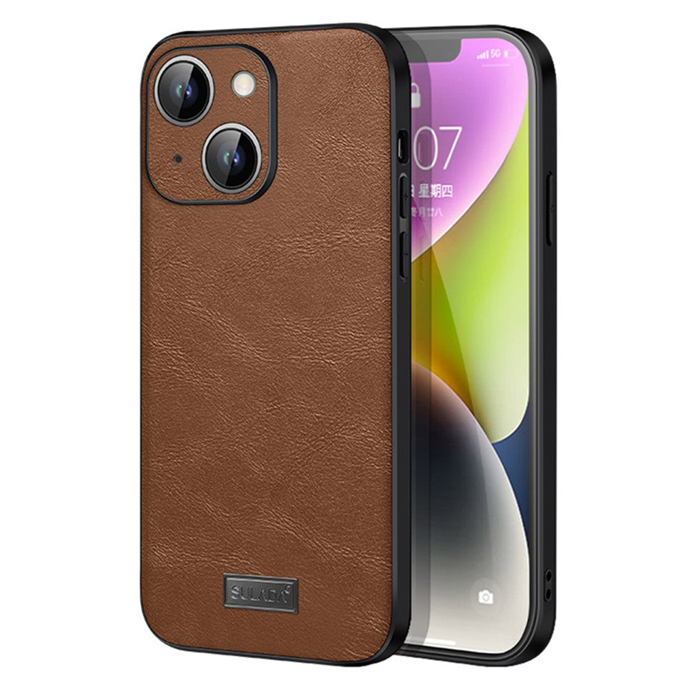 SULADA For iPhone 15 PU Leather Coated TPU+PC Phone Cover Drop Protection Back Case