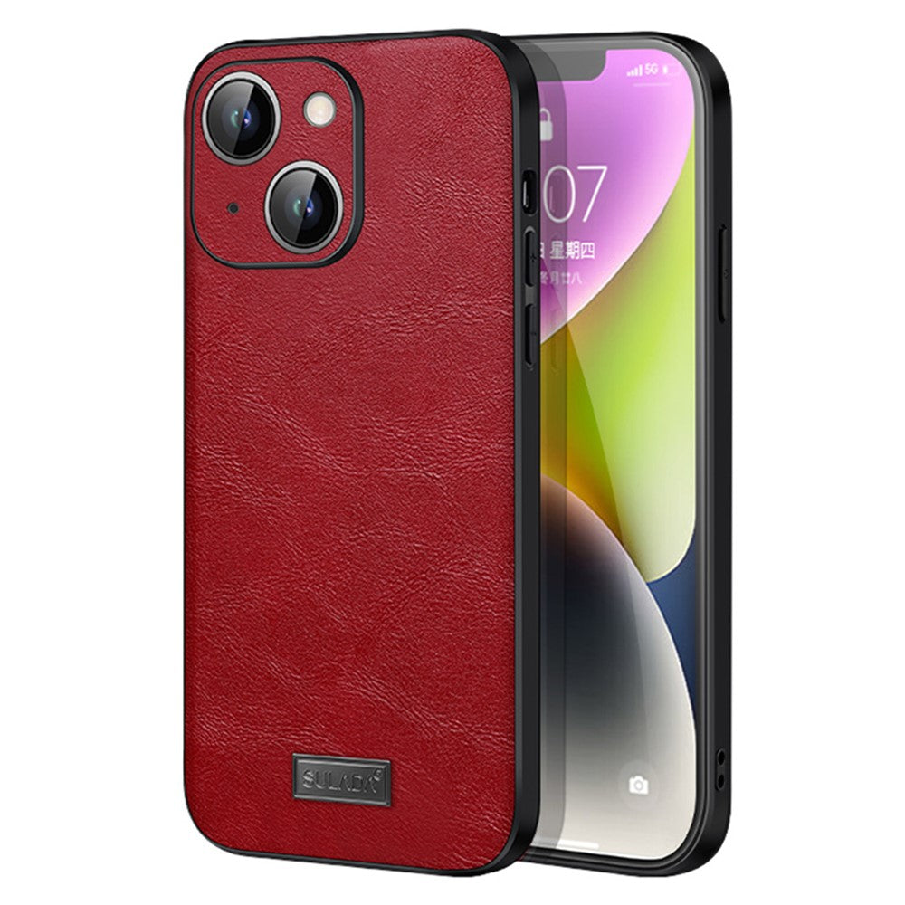 SULADA For iPhone 15 PU Leather Coated TPU+PC Phone Cover Drop Protection Back Case