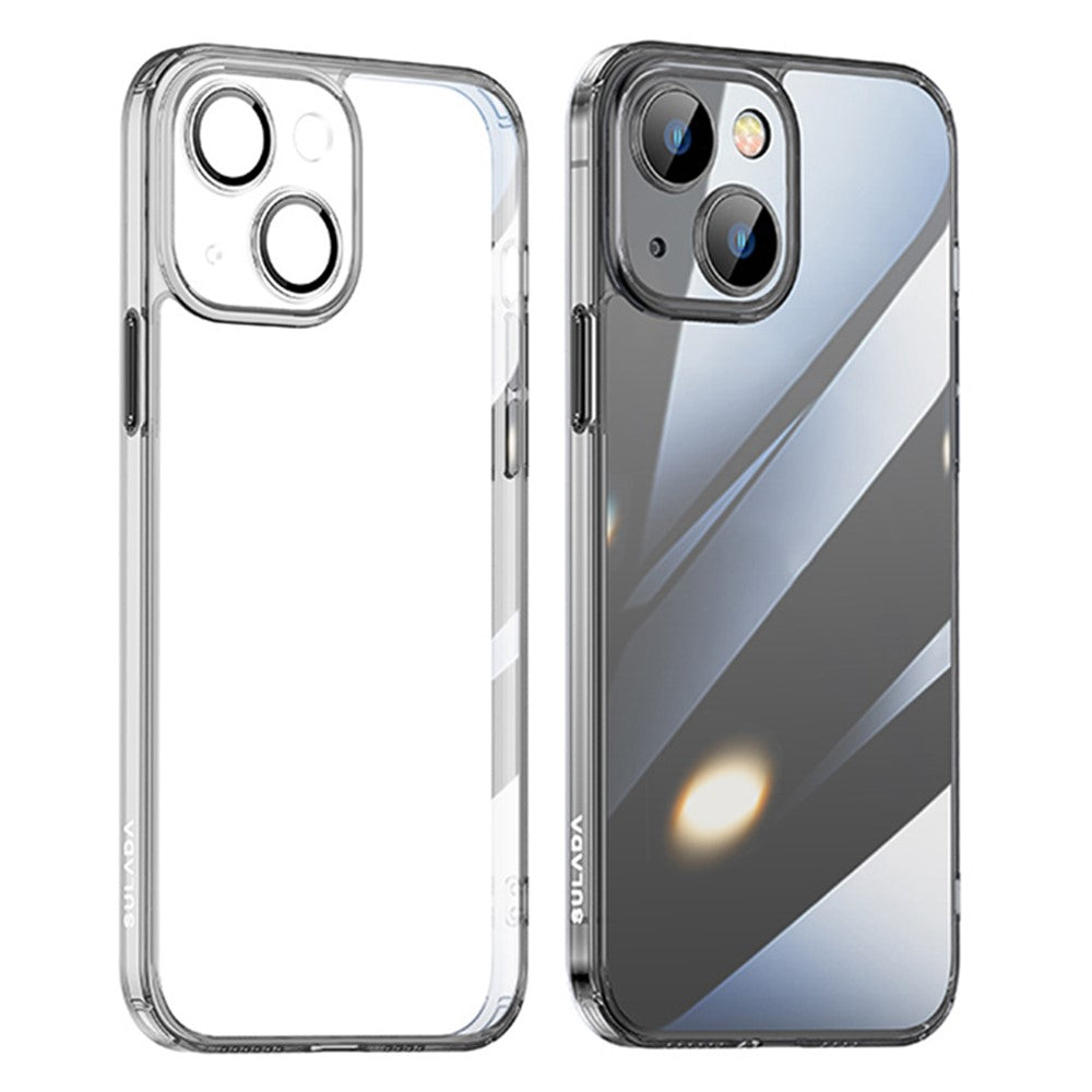 SULADA Crystal Steel Series TPU+Tempered Glass Clear Case for iPhone 15 Plus Anti-Scratch Protective Phone Cover