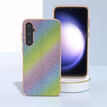 For Samsung Galaxy S23 FE Rhinestone Decor Phone Case Electroplating Leather Coated TPU+PC Cover