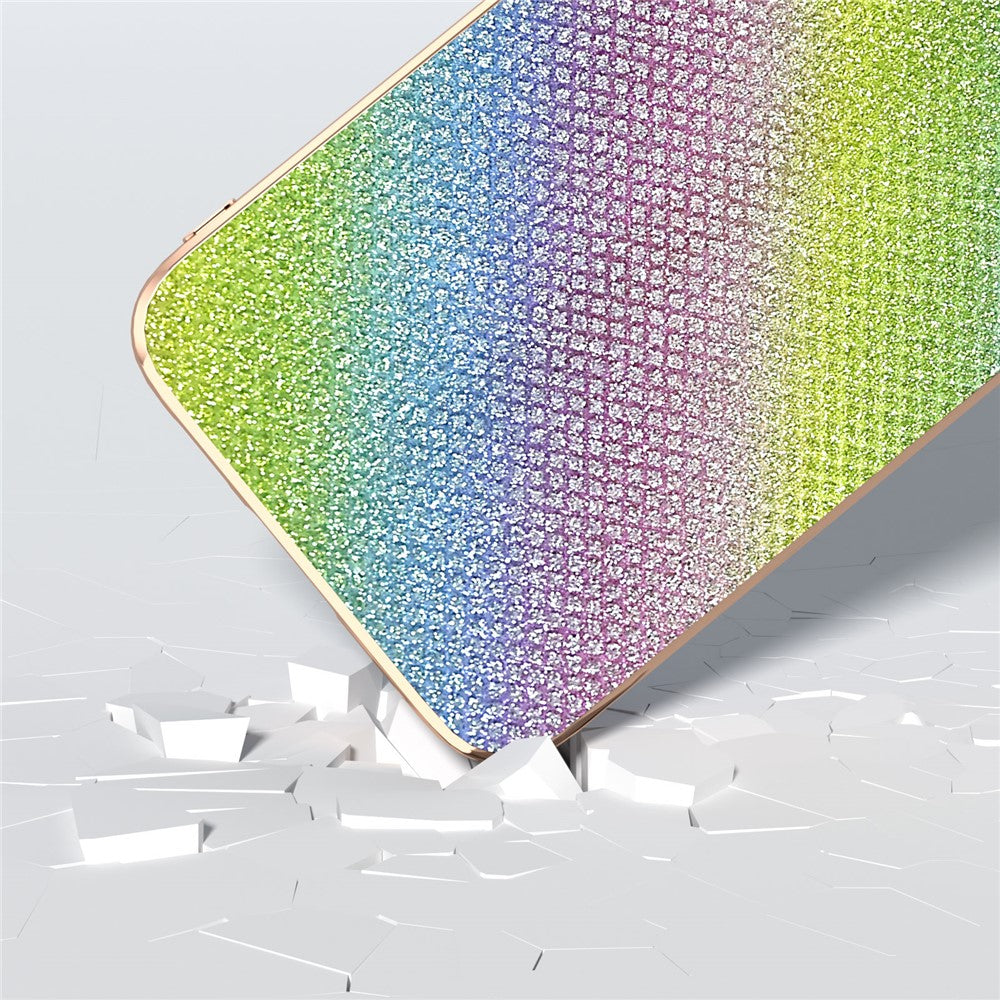 For Samsung Galaxy S23 FE Rhinestone Decor Phone Case Electroplating Leather Coated TPU+PC Cover