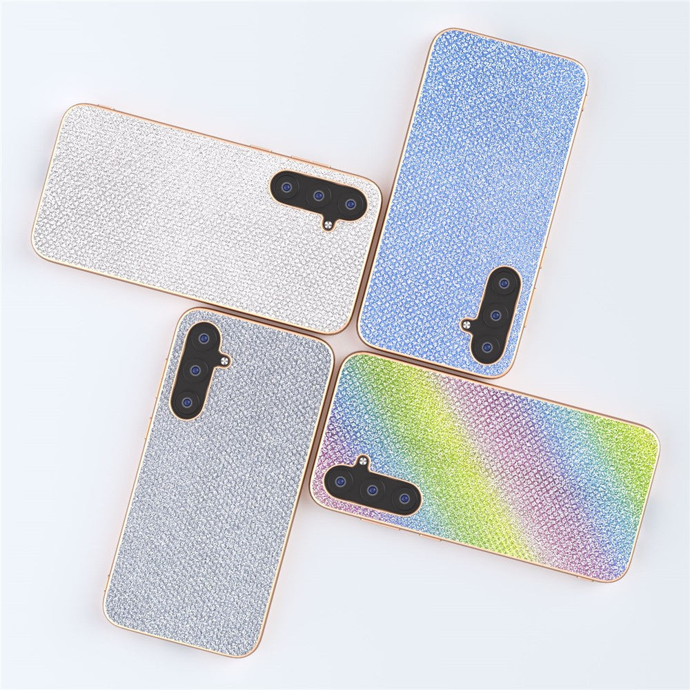 For Samsung Galaxy S23 FE Rhinestone Decor Phone Case Electroplating Leather Coated TPU+PC Cover