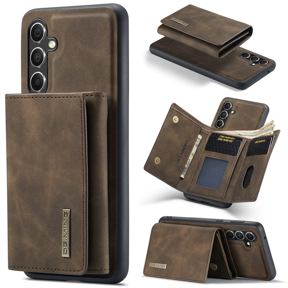 DG.MING M1 Series for Samsung Galaxy S23 FE Leather Coated TPU+PC Phone Case Kickstand Detachable Wallet Cover