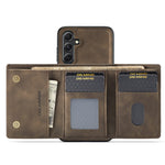 DG.MING M1 Series for Samsung Galaxy S23 FE Leather Coated TPU+PC Phone Case Kickstand Detachable Wallet Cover