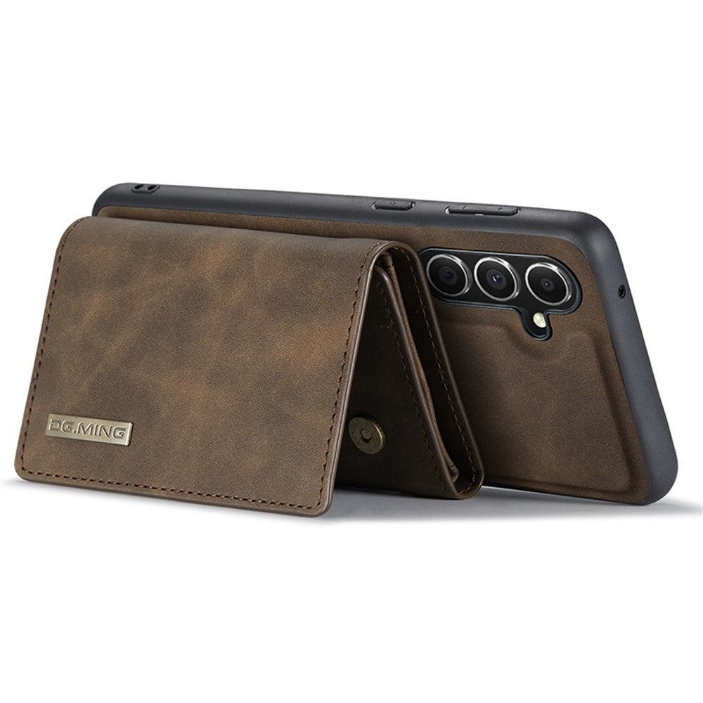 DG.MING M1 Series for Samsung Galaxy S23 FE Leather Coated TPU+PC Phone Case Kickstand Detachable Wallet Cover