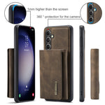 DG.MING M1 Series for Samsung Galaxy S23 FE Leather Coated TPU+PC Phone Case Kickstand Detachable Wallet Cover