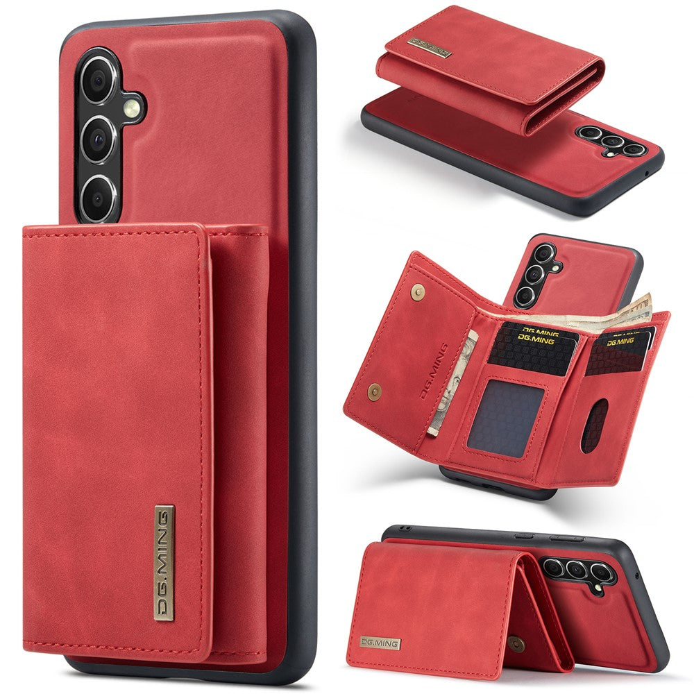 DG.MING M1 Series for Samsung Galaxy S23 FE Leather Coated TPU+PC Phone Case Kickstand Detachable Wallet Cover