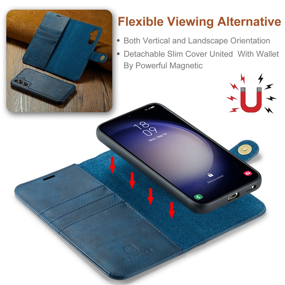 DG.MING for Samsung Galaxy S23 FE Detachable Phone Cover Split Leather Wallet Stand Phone Case
