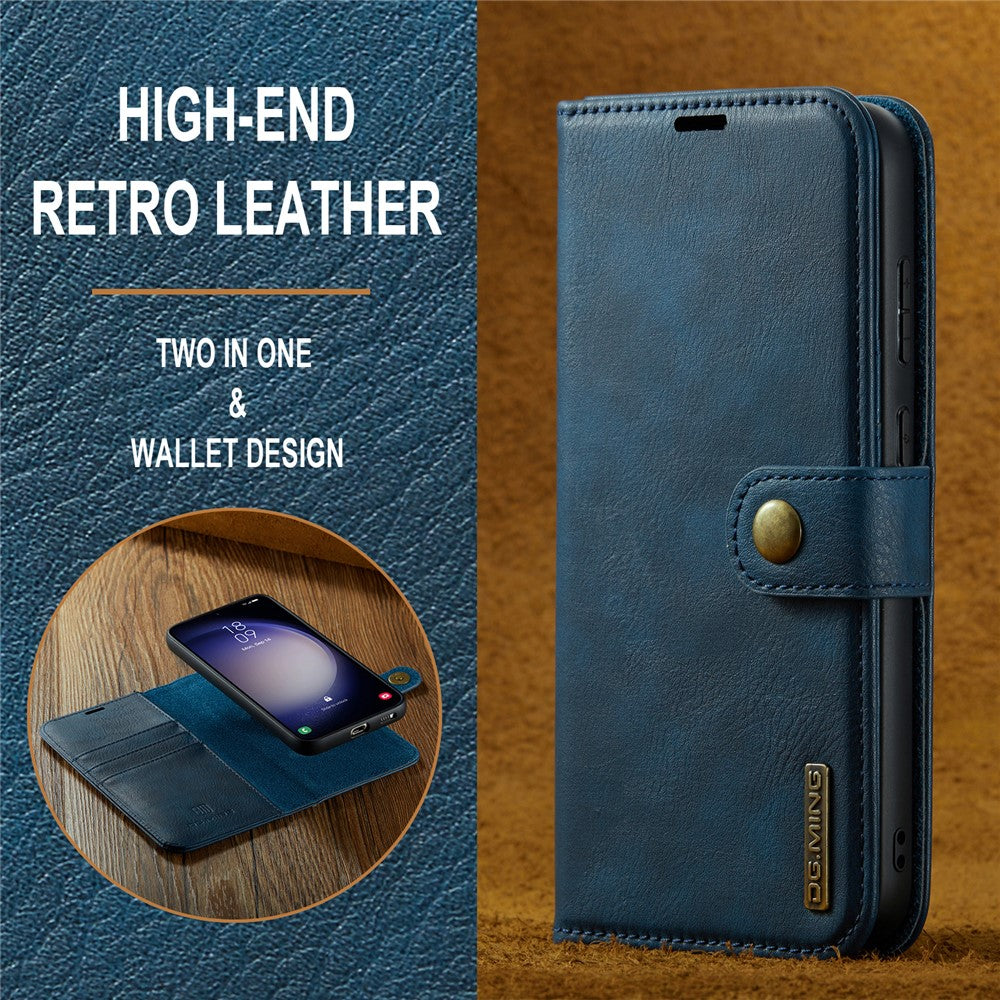 DG.MING for Samsung Galaxy S23 FE Detachable Phone Cover Split Leather Wallet Stand Phone Case
