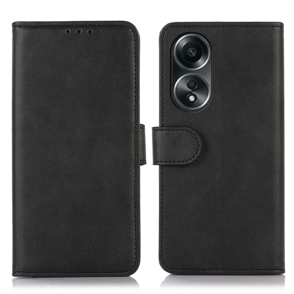 For Oppo A58 5G Cowhide Texture Phone Case Folio Flip Wallet Stand Leather Phone Cover