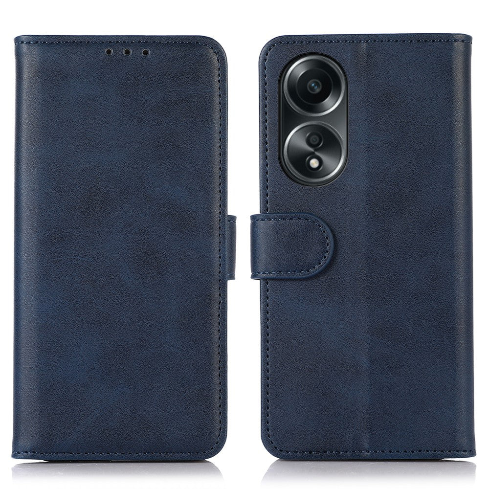 For Oppo A58 4G Cowhide Texture Phone Case Wallet Stand Shockproof Leather Phone Cover