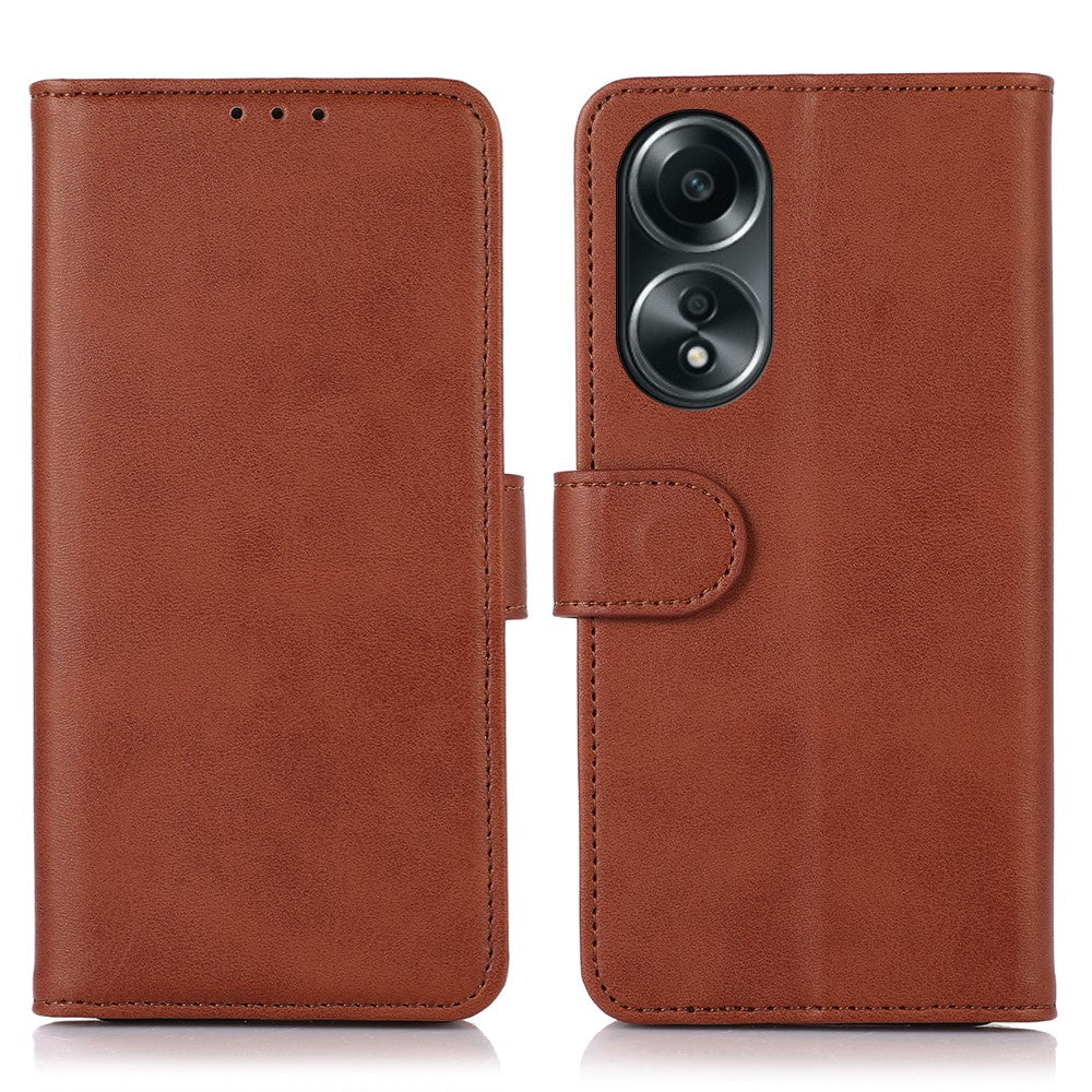 For Oppo A58 4G Cowhide Texture Phone Case Wallet Stand Shockproof Leather Phone Cover