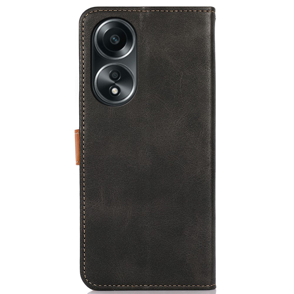 KHAZNEH For Oppo A58 5G Leather Wallet Phone Cover Foldable Stand Cowhide Texture Case