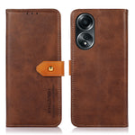 KHAZNEH For Oppo A58 5G Leather Wallet Phone Cover Foldable Stand Cowhide Texture Case