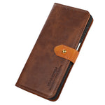 KHAZNEH For Oppo A78 4G Bump Proof Leather Wallet Phone Cover Stand Cowhide Texture Case