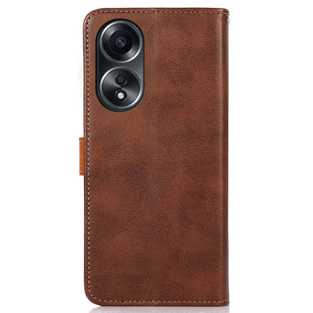 KHAZNEH For Oppo A78 4G Bump Proof Leather Wallet Phone Cover Stand Cowhide Texture Case