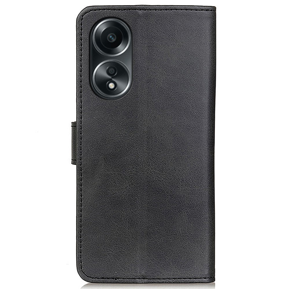 For Oppo A58 4G PU Leather Anti-drop Phone Case Cowhide Texture Wallet Stand Cover