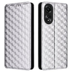 For Oppo A58 4G Rhombus Imprinted Wallet Phone Case Anti-drop PU Leather Stand Cover
