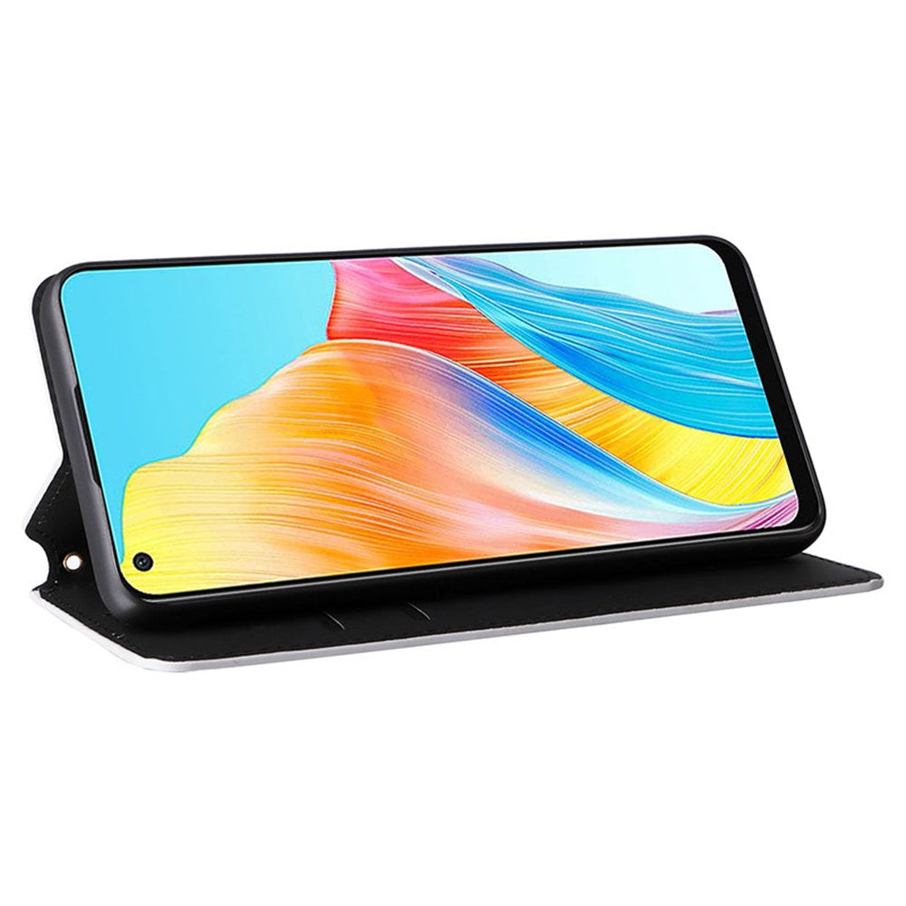 For Oppo A58 4G Rhombus Imprinted Wallet Phone Case Anti-drop PU Leather Stand Cover