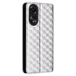 For Oppo A58 4G Rhombus Imprinted Wallet Phone Case Anti-drop PU Leather Stand Cover
