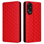 For Oppo A58 4G Rhombus Imprinted Wallet Phone Case Anti-drop PU Leather Stand Cover