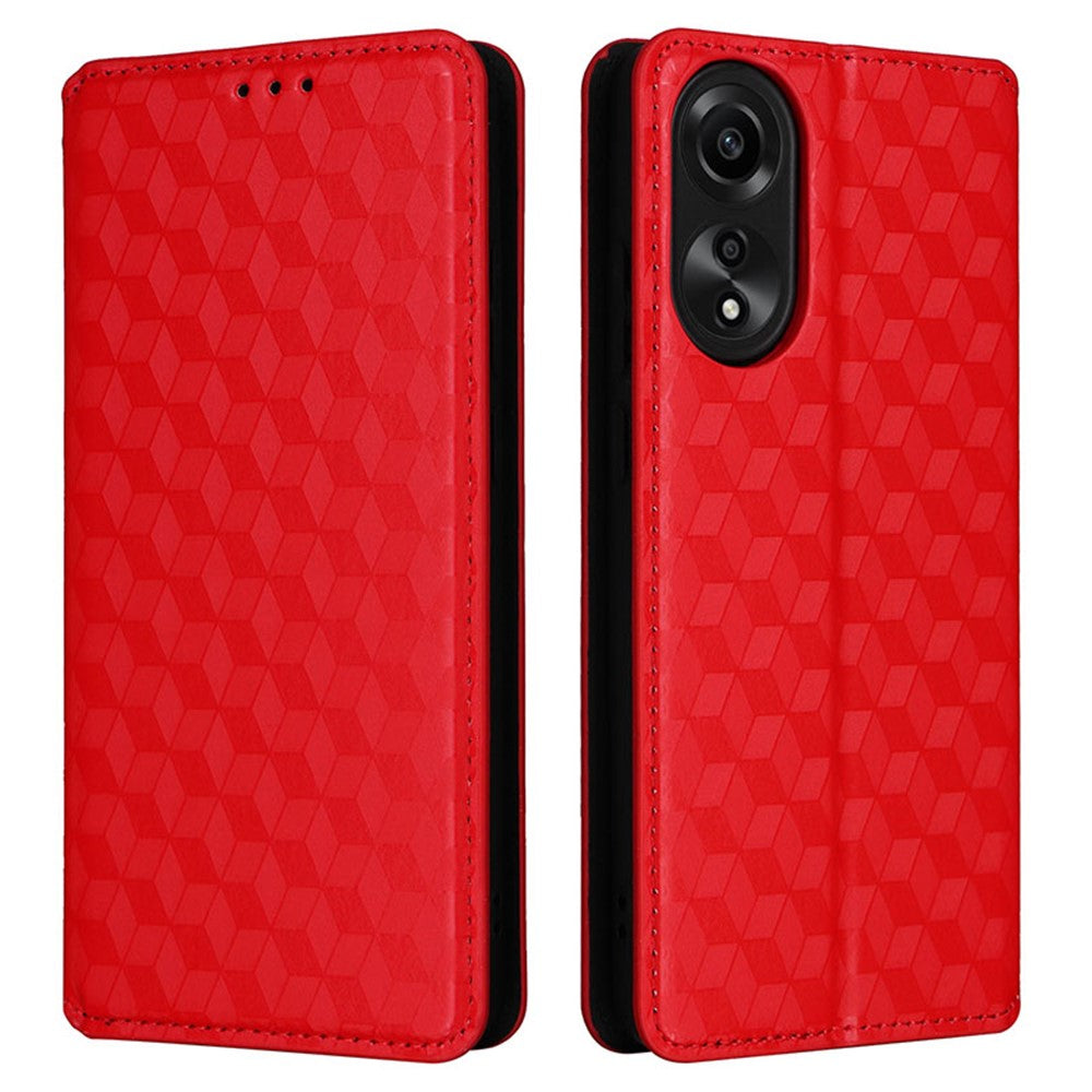 For Oppo A58 4G Rhombus Imprinted Wallet Phone Case Anti-drop PU Leather Stand Cover