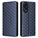 For Oppo A58 4G Rhombus Imprinted Wallet Phone Case Anti-drop PU Leather Stand Cover