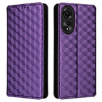 For Oppo A58 4G Rhombus Imprinted Wallet Phone Case Anti-drop PU Leather Stand Cover