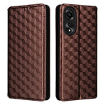 For Oppo A58 4G Rhombus Imprinted Wallet Phone Case Anti-drop PU Leather Stand Cover
