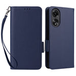 For Oppo A58 4G Litchi Texture Phone Case Leather Wallet Stand Cover with Strap