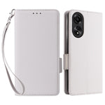 For Oppo A58 4G Litchi Texture Phone Case Leather Wallet Stand Cover with Strap