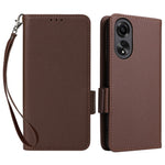 For Oppo A58 4G Litchi Texture Phone Case Leather Wallet Stand Cover with Strap