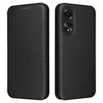 For Oppo A78 4G Card Slot Phone Case Carbon Fiber Texture PU Leather Stand Cover