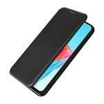 For Oppo A78 4G Card Slot Phone Case Carbon Fiber Texture PU Leather Stand Cover