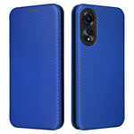 For Oppo A78 4G Card Slot Phone Case Carbon Fiber Texture PU Leather Stand Cover