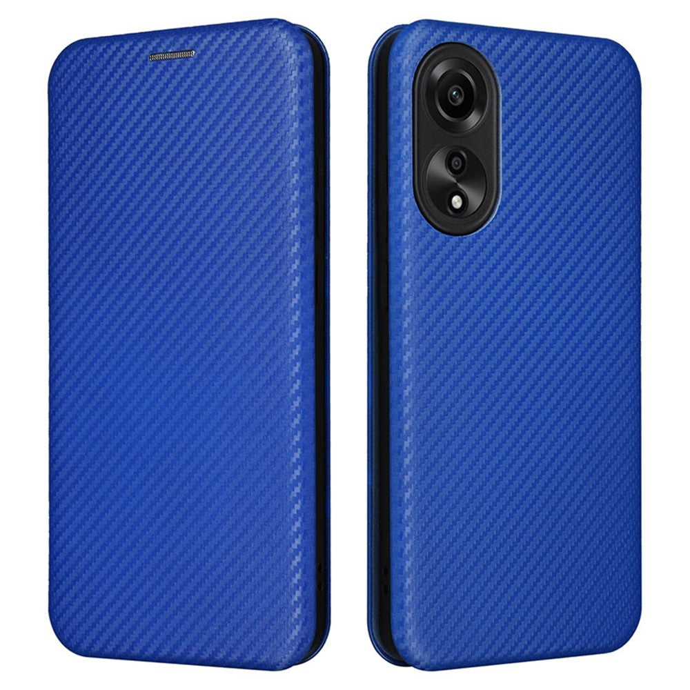 For Oppo A78 4G Card Slot Phone Case Carbon Fiber Texture PU Leather Stand Cover