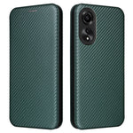 For Oppo A78 4G Card Slot Phone Case Carbon Fiber Texture PU Leather Stand Cover