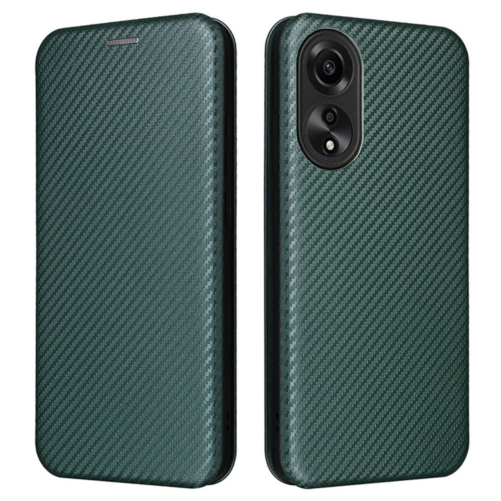 For Oppo A78 4G Card Slot Phone Case Carbon Fiber Texture PU Leather Stand Cover