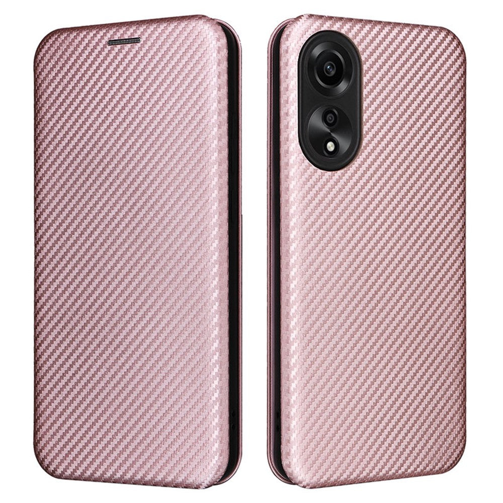For Oppo A78 4G Card Slot Phone Case Carbon Fiber Texture PU Leather Stand Cover