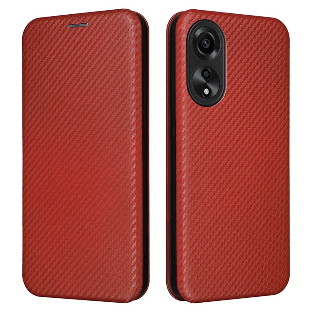 For Oppo A78 4G Card Slot Phone Case Carbon Fiber Texture PU Leather Stand Cover