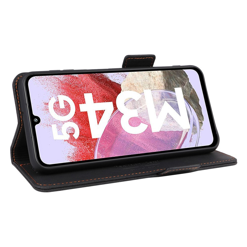 For Samsung Galaxy F34 5G / M34 5G PU Leather Wallet Phone Case with Hardware Decor and Anti-drop Stand Cover