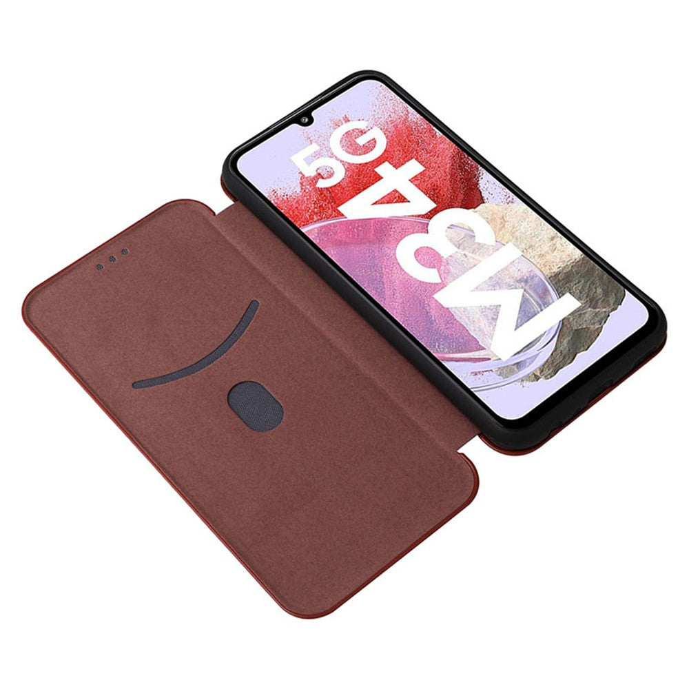 For Samsung Galaxy F34 5G / M34 5G PU Leather Case Carbon Fiber Texture Card Holder Phone Stand Cover
