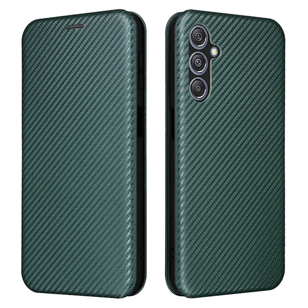 For Samsung Galaxy F34 5G / M34 5G PU Leather Case Carbon Fiber Texture Card Holder Phone Stand Cover