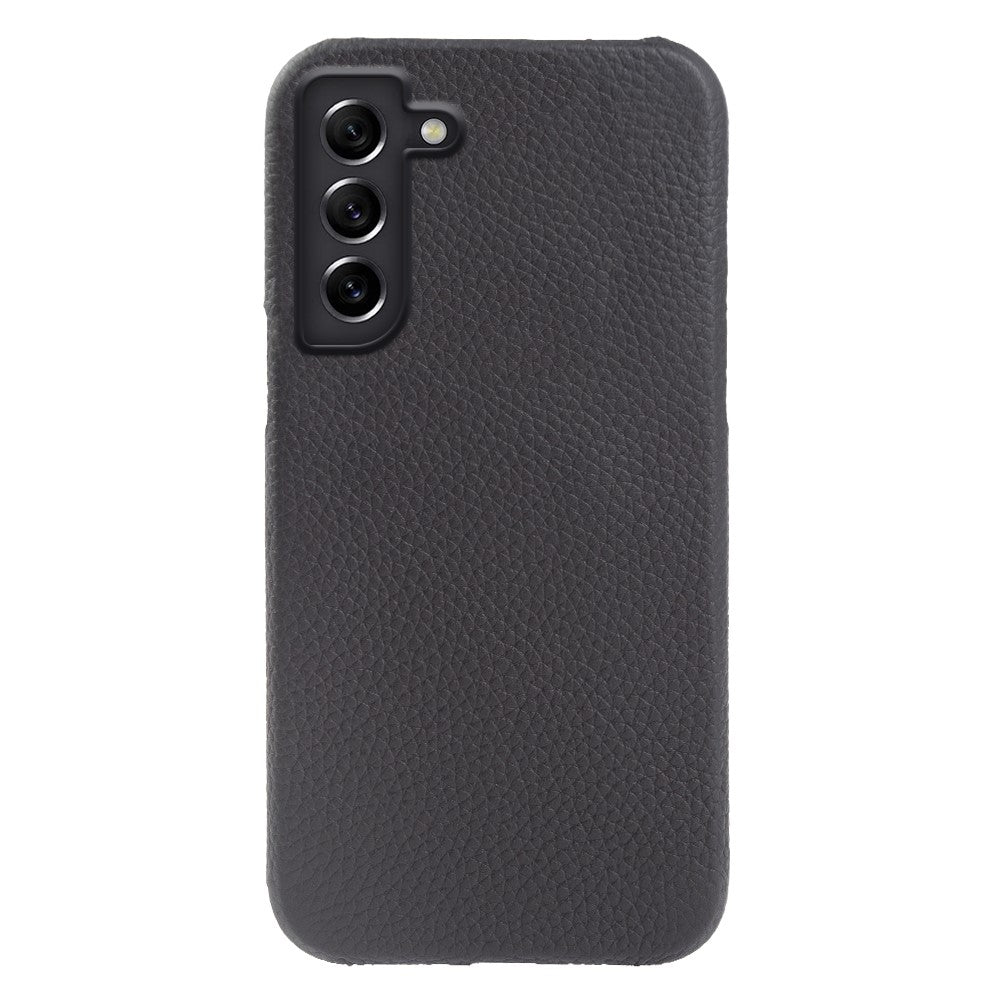 For Samsung Galaxy S21 4G / 5G Magnetic Phone Case Microfiber Lining Genuine Cow Leather Coated PC Shockproof Shell